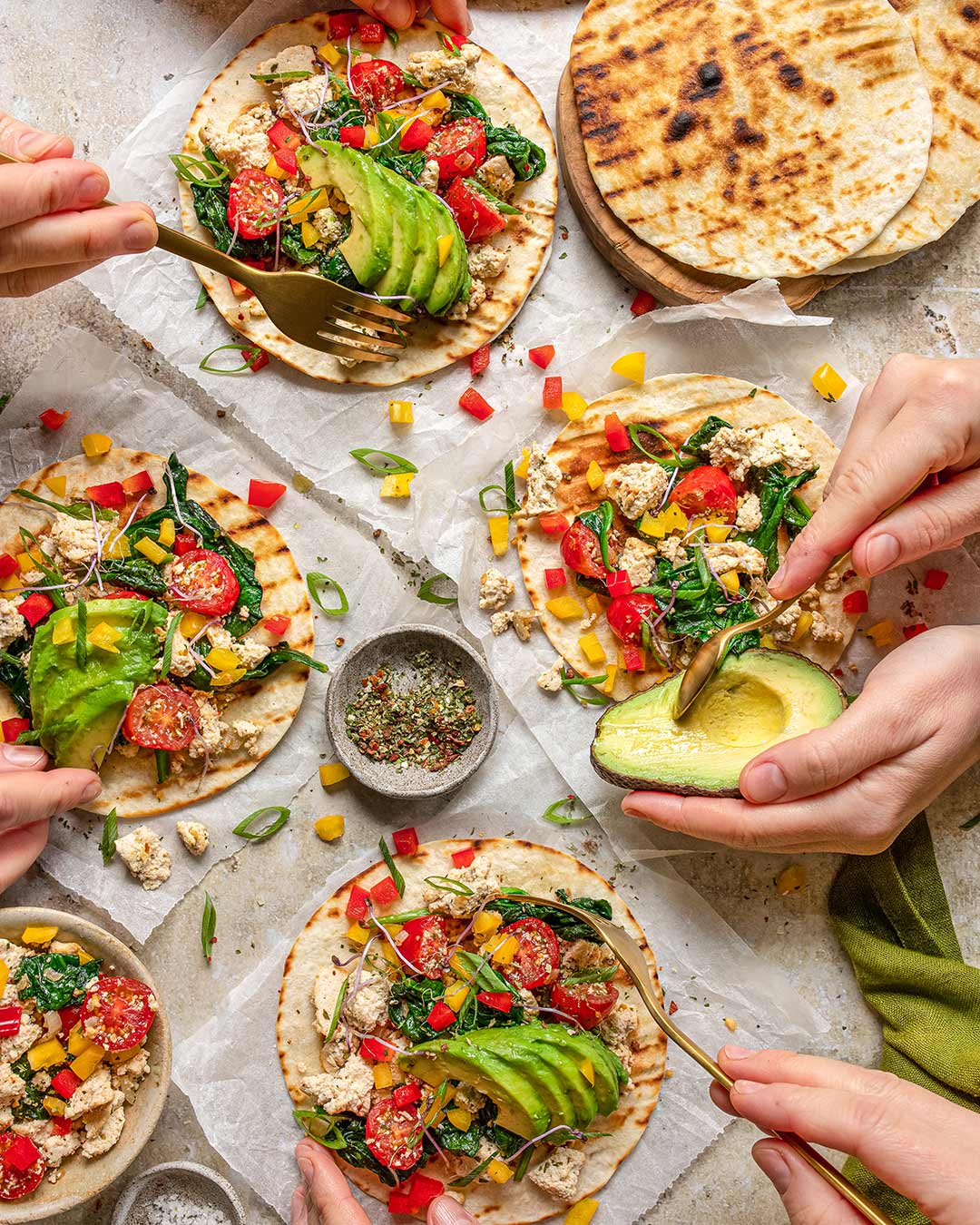 VegetarischeTofu-Gemüse-Rührei-Tortillas