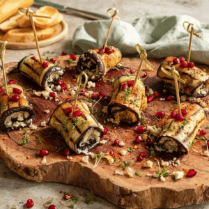 gegrillte Auberginenröllchen mit Bio Antipasti Food Finisher