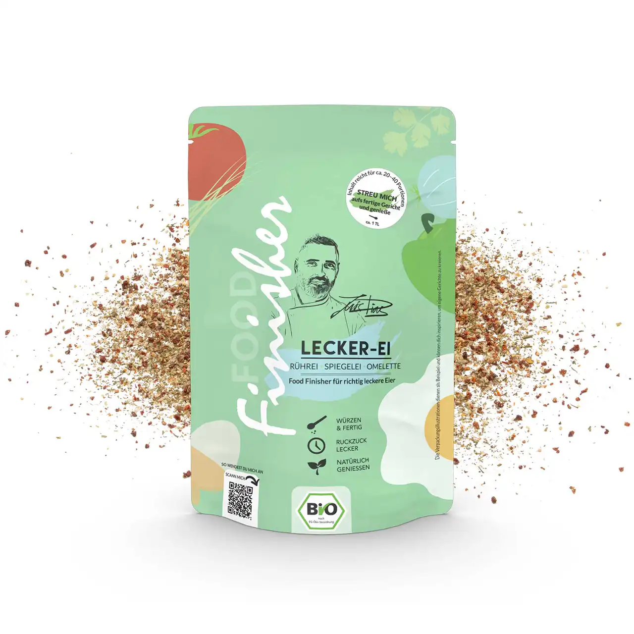 Bio Lecker Ei Food Finisher Spices Gewürzsalz speziell für Eierspeisen, Omeletts, Rührei, Spiegelei und Frühstücksgerichte.