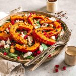 Ein warmer Salat aus geröstetem Kürbis, garniert mit frischen Granatapfelkernen und veganem Feta, abgerundet mit dem BIO Braten Magic Food Finisher. Der Salat ist farbenfroh und aromatisch – eine perfekte Kombination für die kalte Jahreszeit.